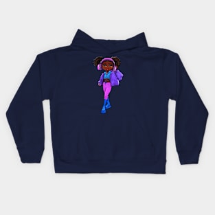 Anime girl Princess Cute black girl 4 Melanin Afro African American Kids Hoodie